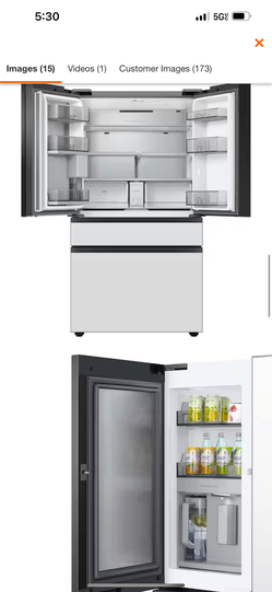 Samsung Bespoke 23 cu. ft. Counter Depth 4-Door French Door Smart Refrigerator in White Glass with Beverage Center