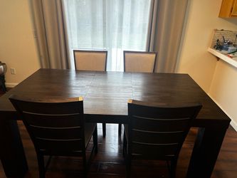 Dark Wood Dining Table with 4 Chairs