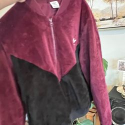 XL Women’s Adidas Burgundy Black Fleece Bomber Jacket 