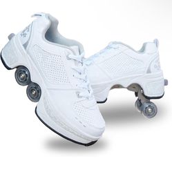 Never Used. Roller Shoes Both Male and Female Skating Shoes, Adult Automatic Walking Shoes Invisible Skates with Double-Row Wheels 
