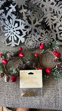 Set of 2 Candle Rings 2.25” & Free New Hallmark Brass Miniature Ornament Hooks