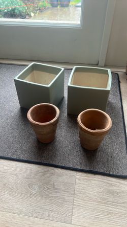 Beautiful Pair Of Square And petite Vintage Planters