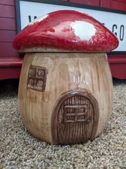 Ceramic Mushroom Cookie Jar Canister, Rubber Seal