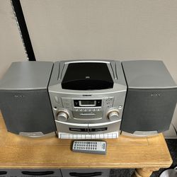 Sony CFD-ZW755 BoomBox CD/Radio/ Cassette Dual Tape Stereo w/ Remote