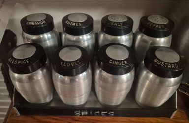 1950s atomic/retro kitchen spice rack  mid-century modern Kromex spun aluminum from panorama city