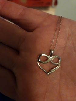 10K White Gold Infinity Pendant w/Diamond Accents