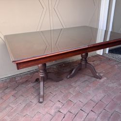 FREE Wood Dining Table With Glass Top 60”x40”x30”h