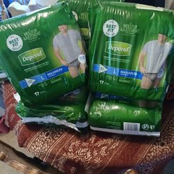 New Mens Depends Underwear Sz Lg