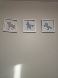 3 Piece Unicorn Frames Girls Bedroom Decor