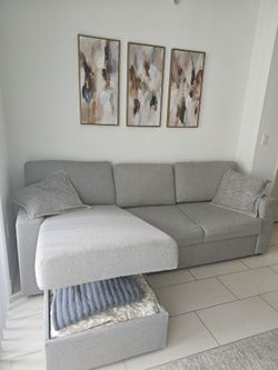 Gray Sectional Sofa with Chaise Lounge