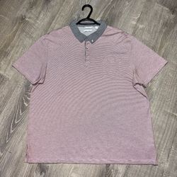Calvin Klein Liquid Touch Polo Shirt XXL – Red Stripe Performance Polo