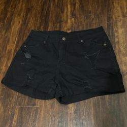 Black Denim Ripped Jean Shorts 
