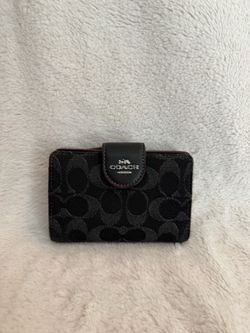 Coach Black Denim Corner Zip Wallet