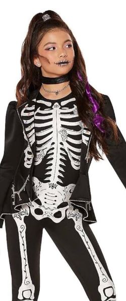 Skeleton girl, Halloween bodysuit costume med 8-10