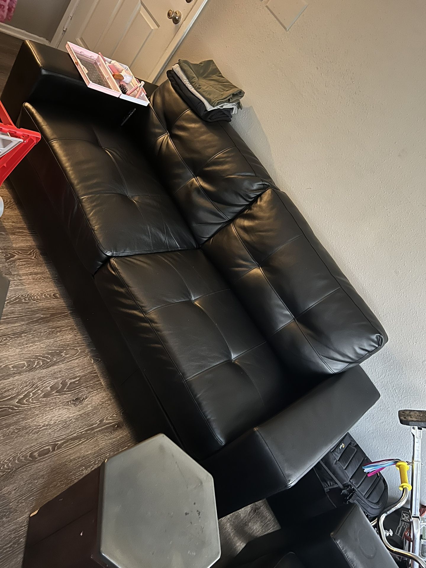 New/Used Black leather couches 