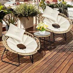 3pc Boho Outdoor Bistro Chair And Table Set 