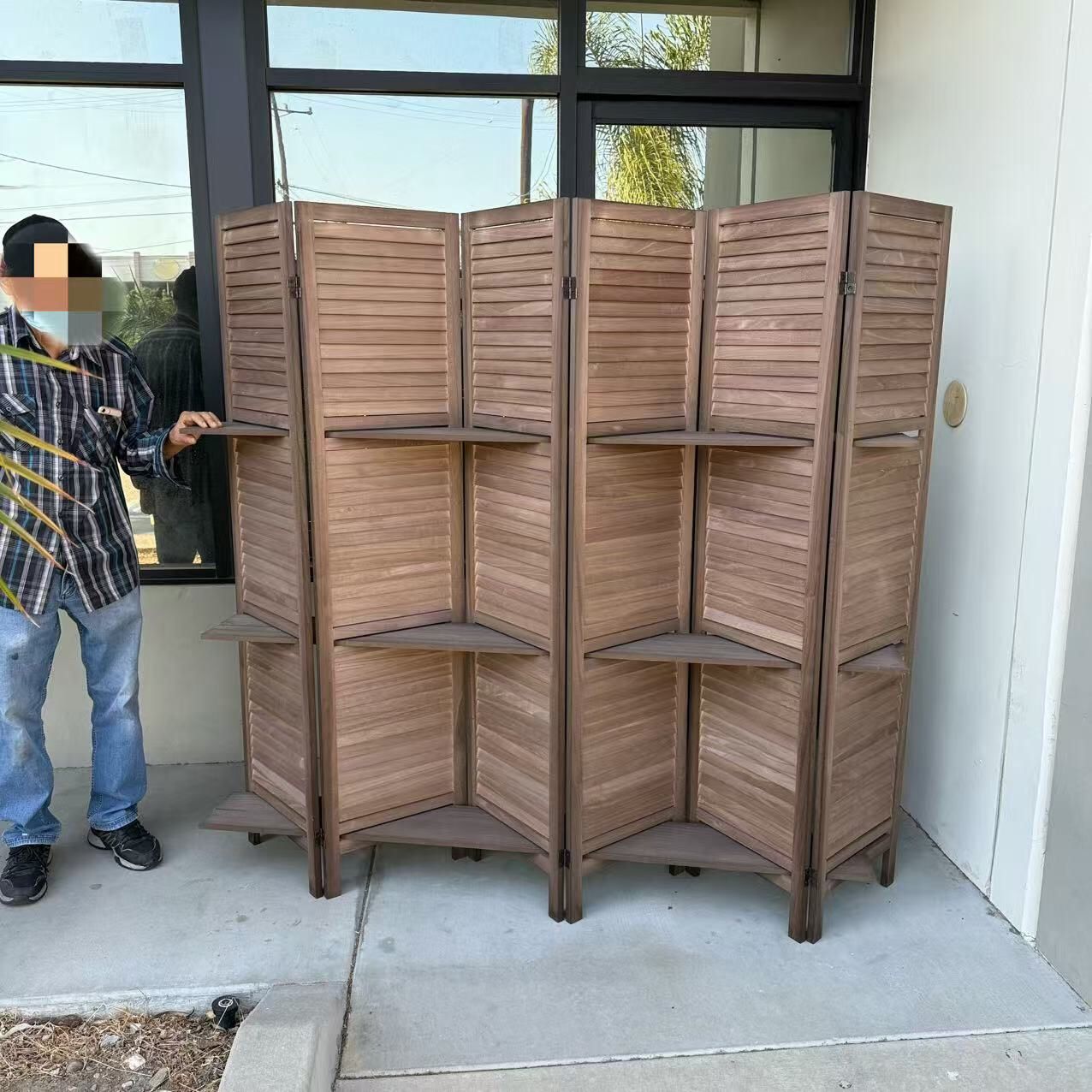 New In Box 6 Panels 67x16 Inch Tall Each Panel Wooden Privacy Screen Wall Home Decor Office Dorm Separation Freestanding Room Divider