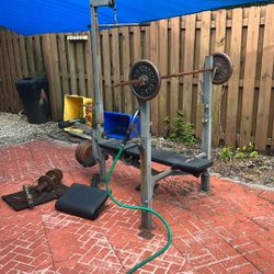 Press bench with weights
