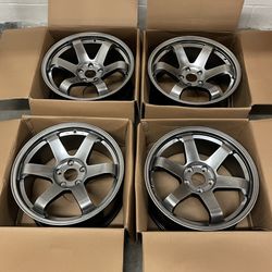 New 18 Inch Rays TE37 Style Rims Wheels 18x8.5 +35, 18x9.5 +30 (5x114.3)