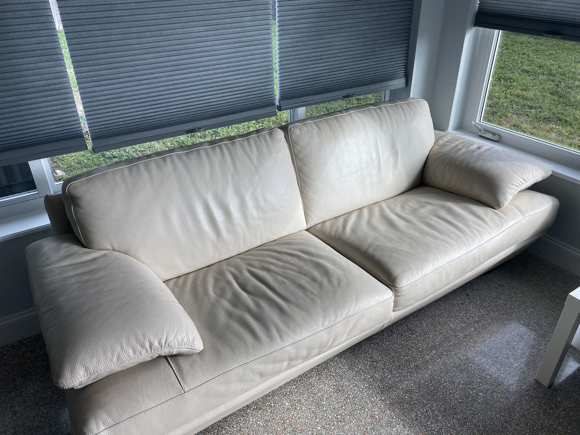 White leather couch sofa