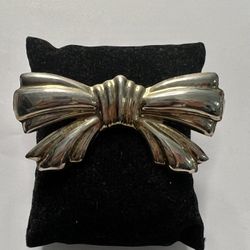 vintage 925 sterling silver bow pin or brooch 