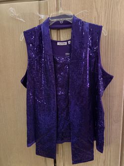 Joan Rivers sequin purple tank with matching scarf