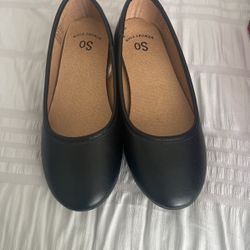 Memory Foam Black Flats 