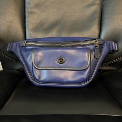 Coach Rivington Unisex Indigo Blue Leather Belt Bag Crossbody Fanny Pack
