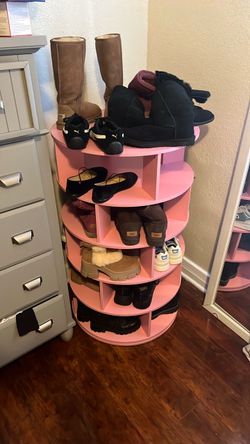 Pink Rotating Shoe Rack Organizer