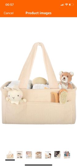 Baby Diaper Caddy Organizer – Nursery Storage Basket for Newborn Essentials, Car & Travel, Baby Shower Gifts and Registry Must-Have, Beige ( please fo