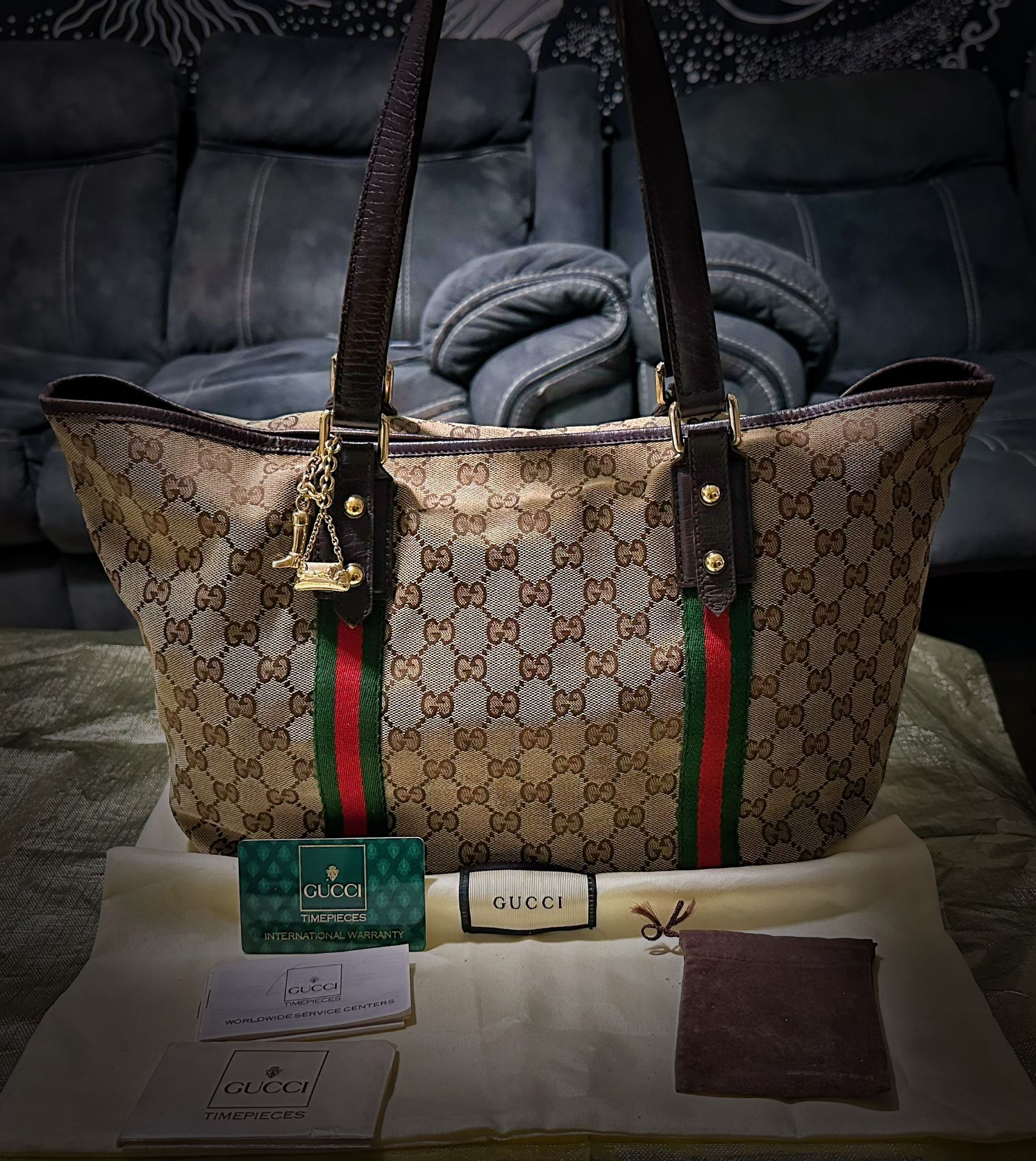 Vintage Gucci Brown Tote Canvas Shoulder Bag
