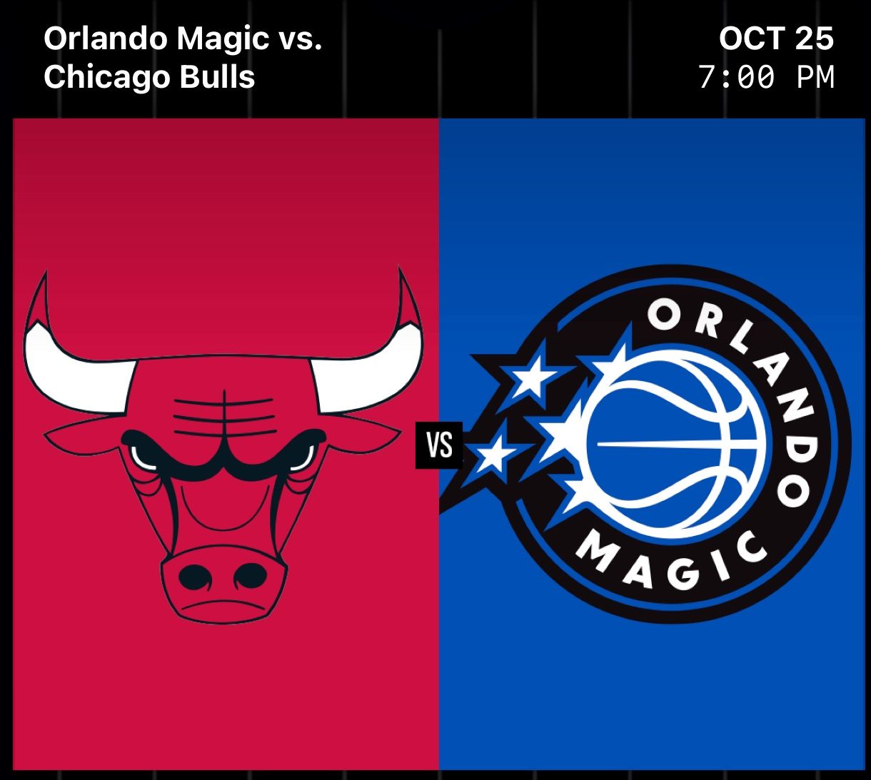 1 Orlando Magic  VS  Chicago Bulls Oct 25th Section 118 Row B !!