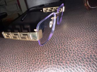 New VERSACE VE1(contact info removed) Gold Greca Geometric Rimless Eyeglasses Optical Frame 56 mm