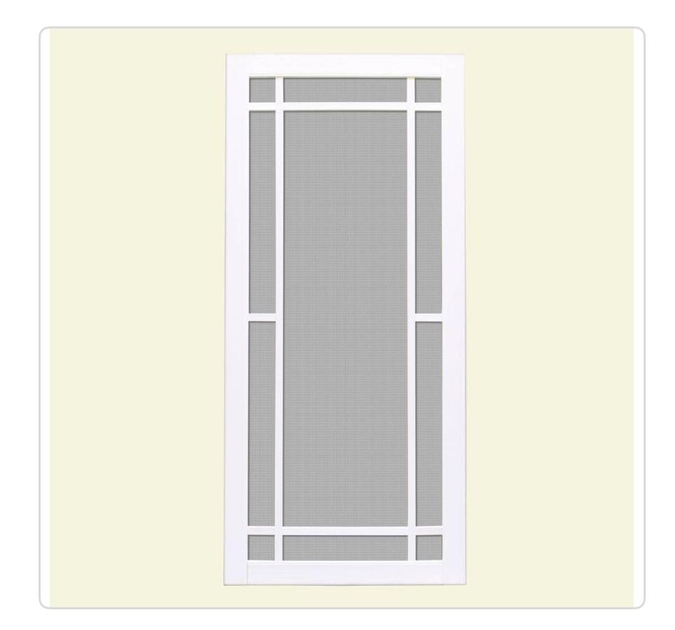 Unique Home Designs 36 in. x 80 in. Napa White Outswing Vinyl Hinged Screen Door