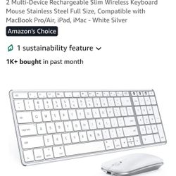 seenda Bluetooth Keyboard and Mouse for Mac SKM64-2 Multi-Device Rechargeable 