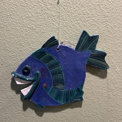 Handmade Ceramic Wall Hanging Fish 9”X9”
