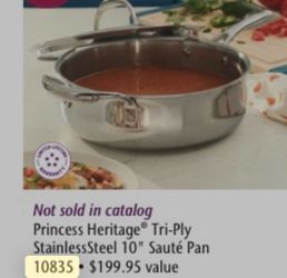 Princess Heritage Tri-Ply Stainless Steel 10" Sauté Pan