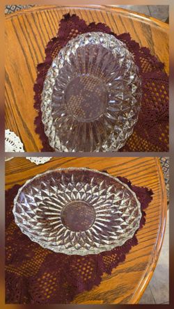 Clear Cut Crystal Glass Serving Bowl