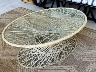Vintage Mid Century Woodard Spun Fiberglass Glass Top Coffee Table. See Full Description 