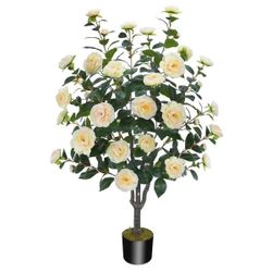 3-Inch Artificial Camellia Tree with 232 Leaves and 32 Flowers