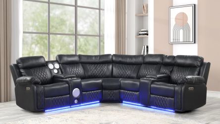 Brand new power reclining LED Sectional w/ speakers