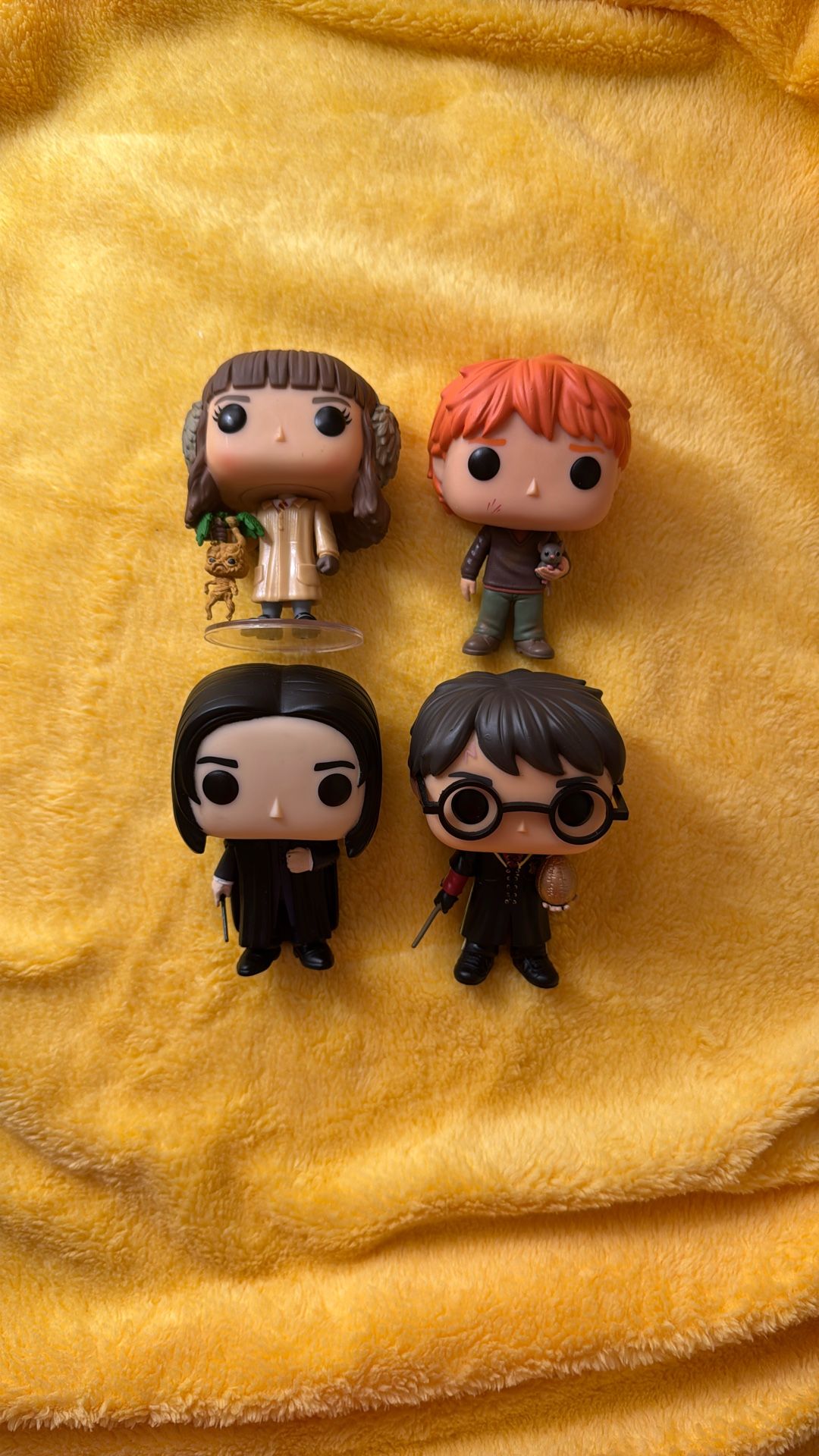Harry Potter Funko Pop Vinyl Action Figures - A Set of 4: Harry, Ron Weasley, Hermione Granger, & Severus Snape!