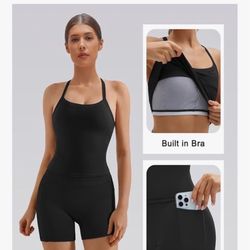 Amazon XL black shorts & racerback top gym set