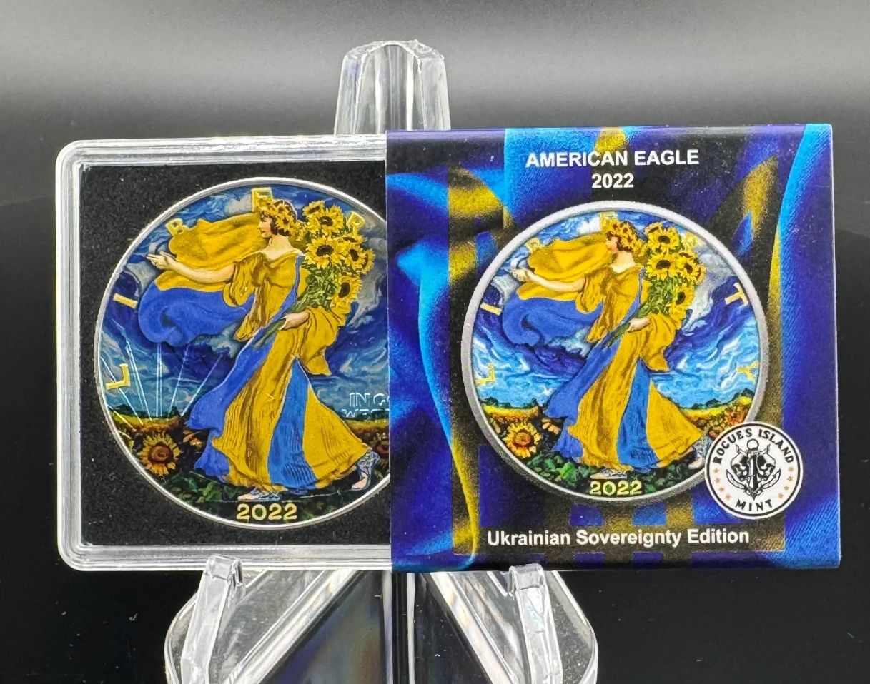 2022 Colorized American Silver Eagle • Ukrainian Sovereignty Edition • Rogues Island Mint • 1 oz Fine Silver • Limited Mintage #111/650