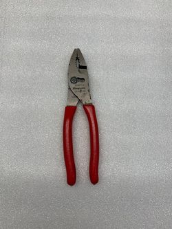 SNAP ON TOOLS 47ACF USA Red Soft Grip 8" Talon Grip Combo Slip Joint Pliers