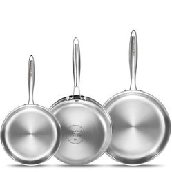Stainless steel frying pans set of 3