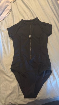 Zip up One Piece Body Swimsuit All Black S/M New Never worn