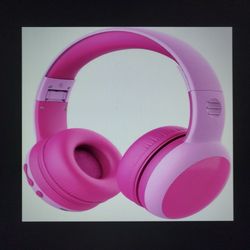Kids Pink Bluetooth Headphones Over Ear Volume Limiting Cat Ears 40Hr Playtime