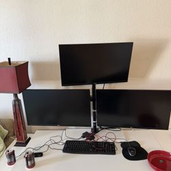 3 LG 27” Monitors With Mount