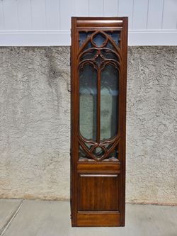 Maitland Smith Gothic Carved Mahogany & Glass four-panel room divider